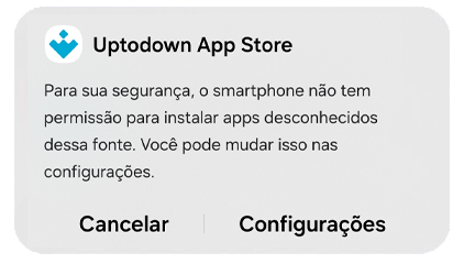 Ative as permissões para o aplicativo Uptodown