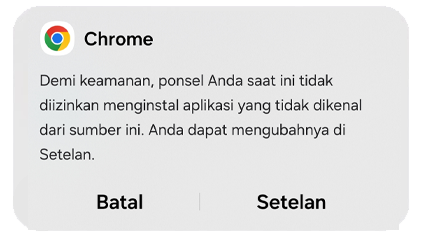 Aktifkan sumber tidak dikenal dari browser web