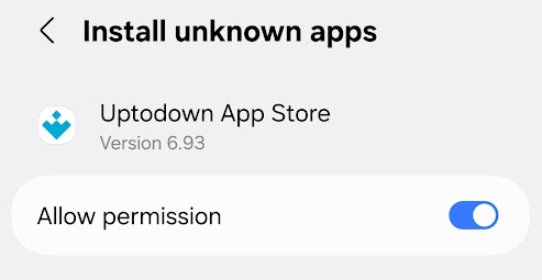 Enable unknown sources in the Uptodown app
