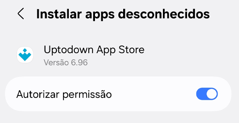 Permita fontes desconhecidas no aplicativo Uptodown